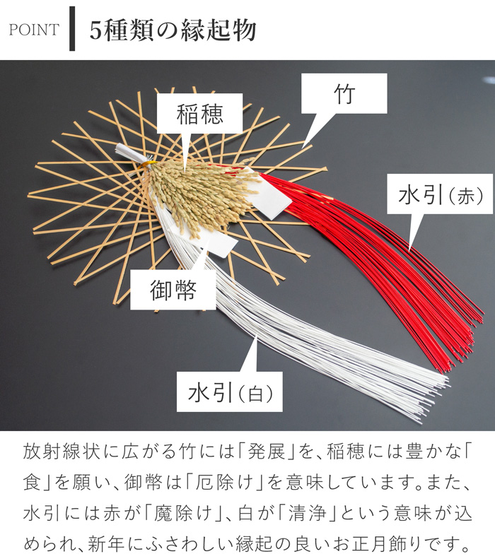 公長斎小菅 輪弧水引リース L ナチュラル 竹 お正月飾り リース 日本製