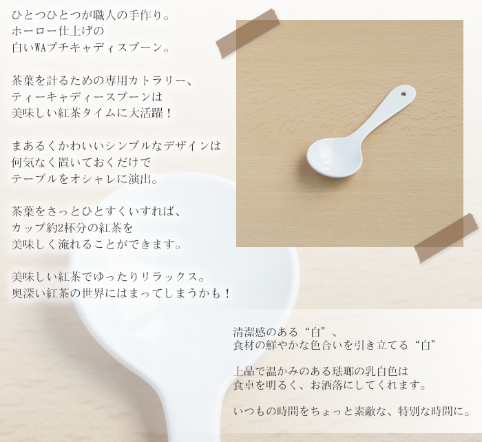 WAプチキャディスプーン  白の琺瑯(ホーロー)カトラリー・Blancブランシリーズ takakuwa 