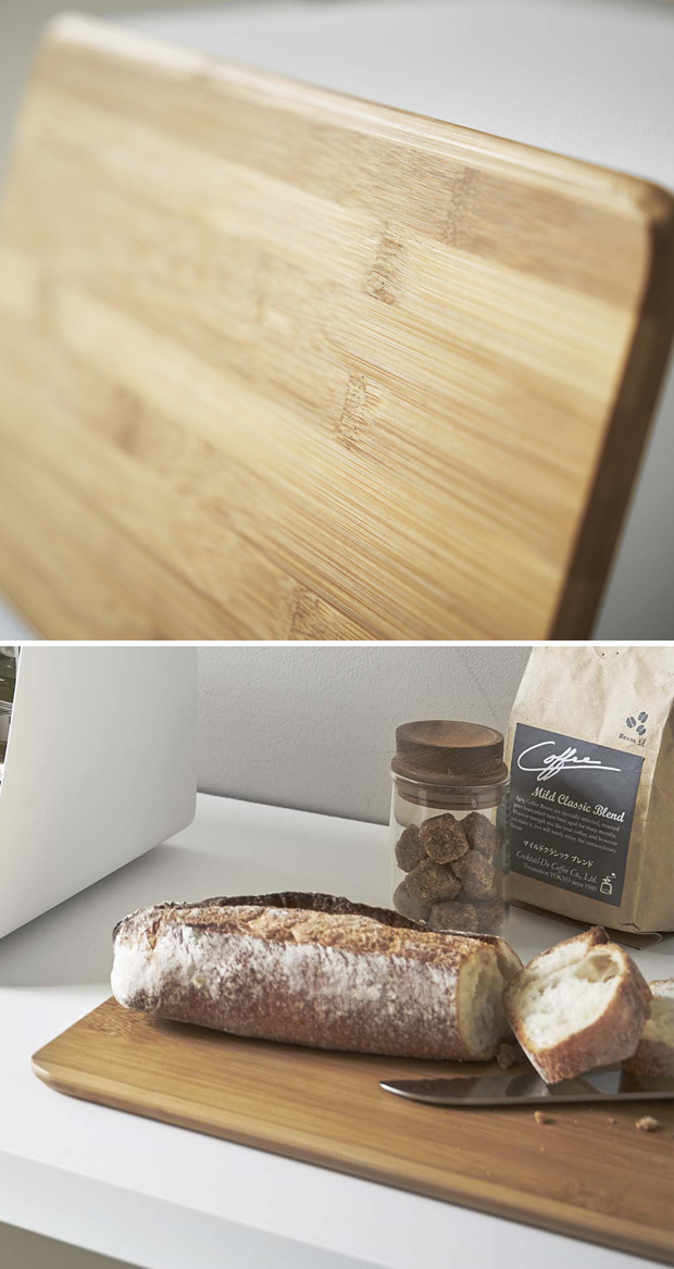 蓋が外せるブレッドケース tower タワー 山崎実業 パンケース キッチン収納  スチール 竹 カッティングボード ホワイト ブラック yamazaki 05290 05291