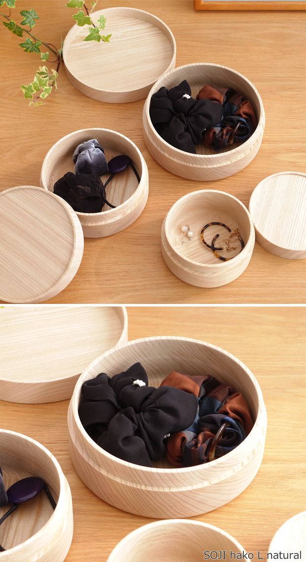 畑漆器店 SOJI hako M col. 13.5cm 山中漆器 木製 日本製 弁当箱 ランチボックス 収納ケース 丸型 円