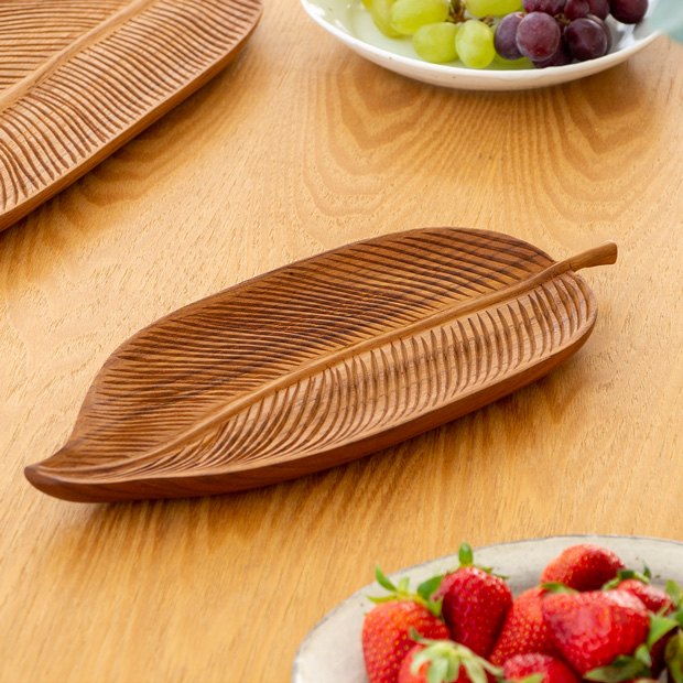 Wood Collection ウッドコレクション チークリーフプレート S 木 木製 職人の手作り キッチンツール インドネシア