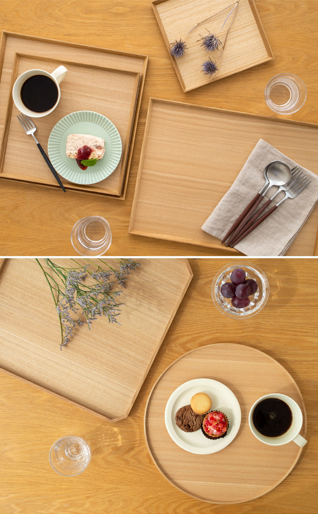 松屋漆器店 白木塗タモ 14.0長角盆 長角 約42.5×30.3 ナチュラル お盆 木製トレー トレー 白木 木製 日本製 カフェ タモ 天然木 長方形