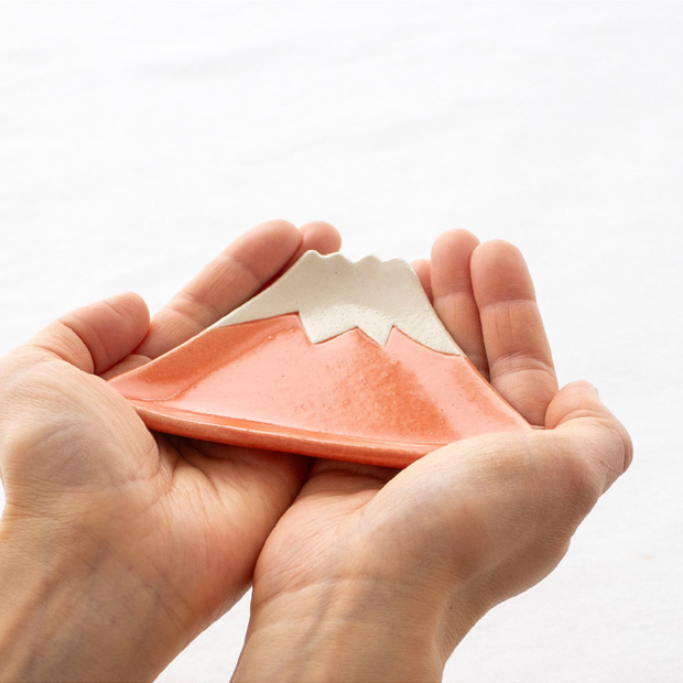 富士 手づくり 小皿 あかいろ 3枚セット カタチクラフト 和食器 美濃焼 日本製 ハンドメイド 器 うつわ 手仕事