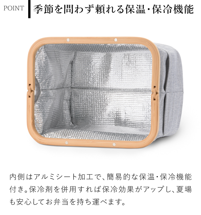 GUDEE ランチバッグ 保冷バッグ がま口 クーラーバッグ ランチトート 弁当 保温 木製 竹 布 UROKI GudeeLife グディ