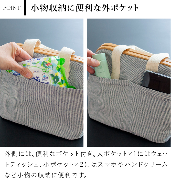 GUDEE ランチバッグ 保冷バッグ がま口 クーラーバッグ ランチトート 弁当 保温 木製 竹 布 UROKI GudeeLife グディ