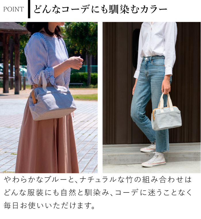 GUDEE ランチバッグ 保冷バッグ がま口 クーラーバッグ ランチトート 弁当 保温 木製 竹 布 UROKI GudeeLife グディ