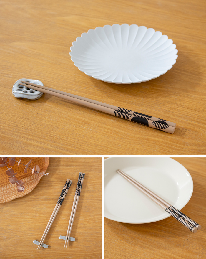 箸 おしゃれ 漆のお箸十八膳 くろしろ 白 23 cm 天然木 能登ヒバ 日本製 木製 うるし 漆 橋本幸作漆器店