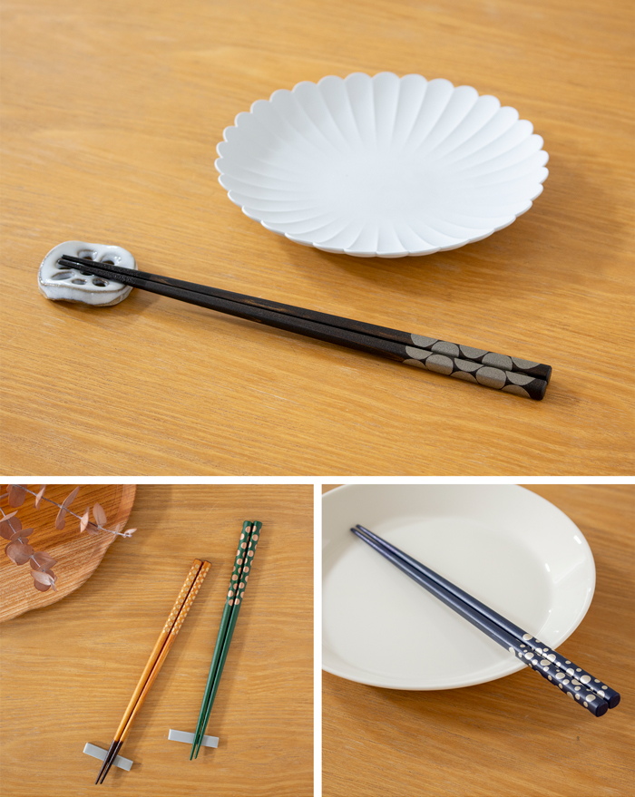 箸 おしゃれ 漆のお箸十八膳 水玉 23 cm 天然木 能登ヒバ 日本製 木製 うるし 漆 ギフト 橋本幸作漆器店