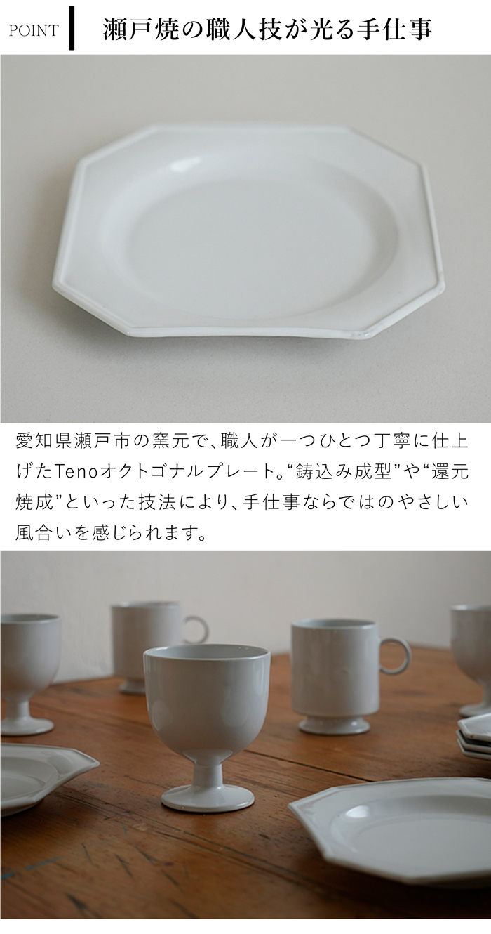 アクシス Teno オクトゴナルプレート M お皿 おしゃれ 食器 陶器 日本製 クラシック クリスマス テノ AXCIS