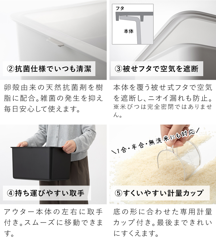米びつ 10kg 5kg 3kg 収納ケース シンク下収納 保存容器 フタ付きストックケース インナーケース付き 日本製 ライクイット like-it