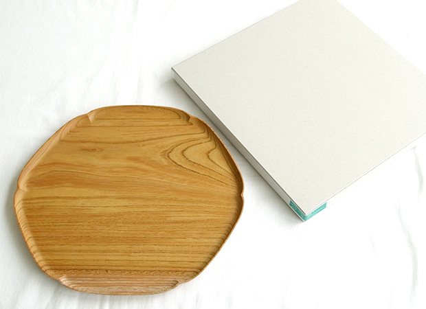 四十沢木材工芸 KITO 雪輪 大 ケヤキ 日本製 お盆 トレー 木製 花 AIZAWA Wood Works